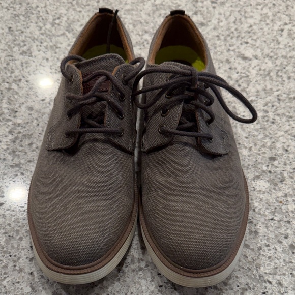 Men's Size 8 Florsheim Canvas Derby Shoes Grey/Brown - Picture 2 of 9